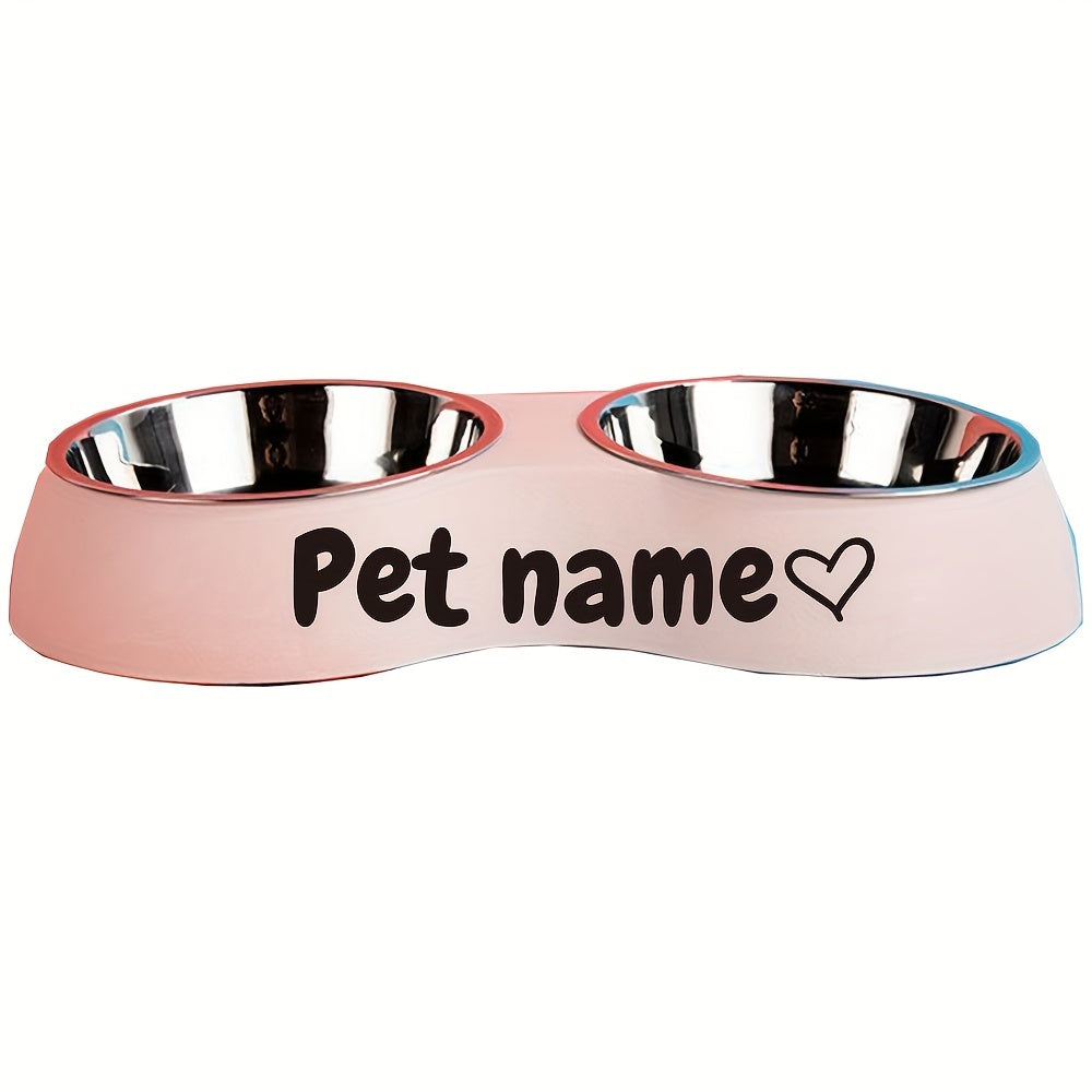 Custom Engraved Double Pet Bowls for Dogs - Non-Slip, Anti-Tip Plastic & Stainless Steel Food and Water Bowl Set with Personalized Name Petforpets