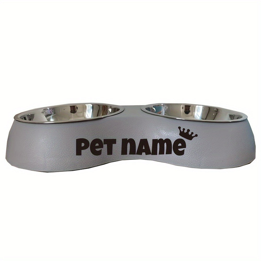 Custom Engraved Double Pet Bowls for Dogs - Non-Slip, Anti-Tip Plastic & Stainless Steel Food and Water Bowl Set with Personalized Name Petforpets