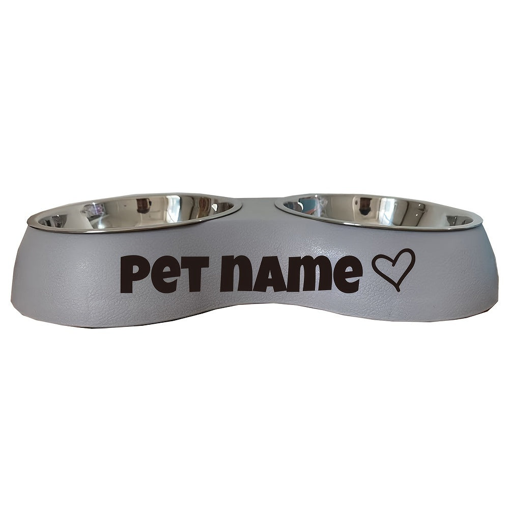 Custom Engraved Double Pet Bowls for Dogs - Non-Slip, Anti-Tip Plastic & Stainless Steel Food and Water Bowl Set with Personalized Name Petforpets