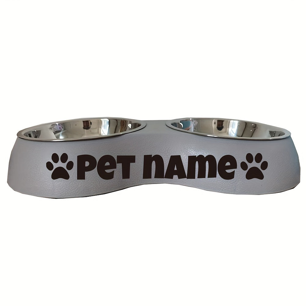Custom Engraved Double Pet Bowls for Dogs - Non-Slip, Anti-Tip Plastic & Stainless Steel Food and Water Bowl Set with Personalized Name Petforpets