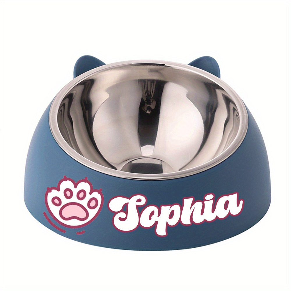 Personalized Cute Cat and Dog Bowl, custom High quality stainless steel pet bowl, Tilt pet bowl for neck protection, Nice gift for pets Petforpets