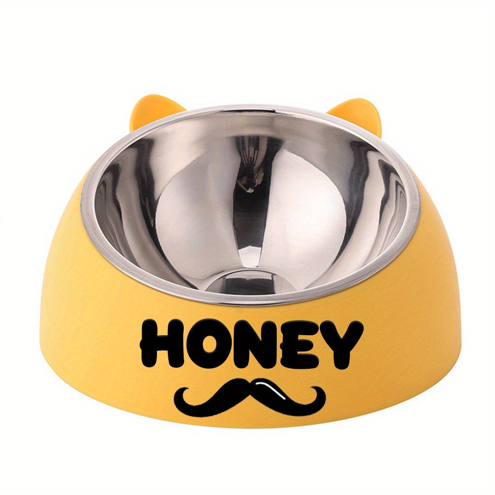 Personalized Cute Cat and Dog Bowl, custom High quality stainless steel pet bowl, Tilt pet bowl for neck protection, Nice gift for pets Petforpets