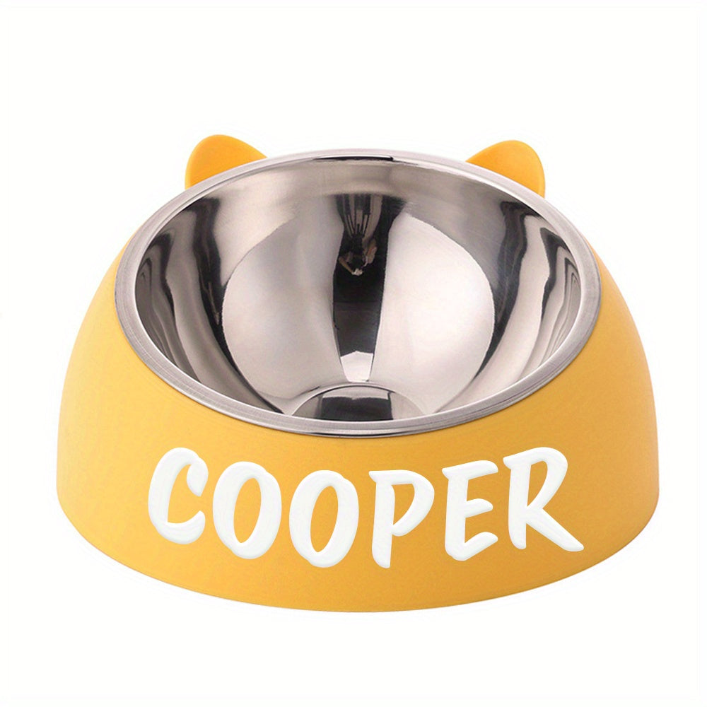 Personalized Cute Cat and Dog Bowl, custom High quality stainless steel pet bowl, Tilt pet bowl for neck protection, Nice gift for pets Petforpets
