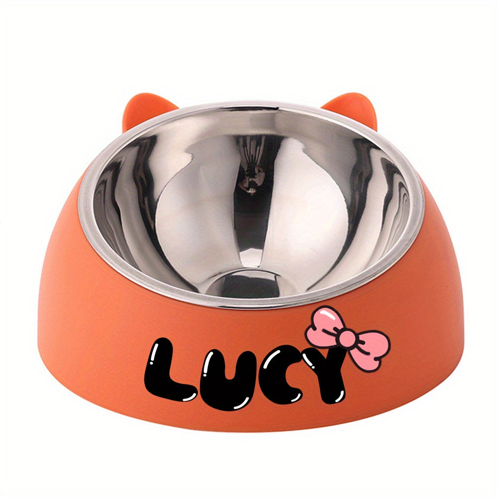 Personalized Cute Cat and Dog Bowl, custom High quality stainless steel pet bowl, Tilt pet bowl for neck protection, Nice gift for pets Petforpets