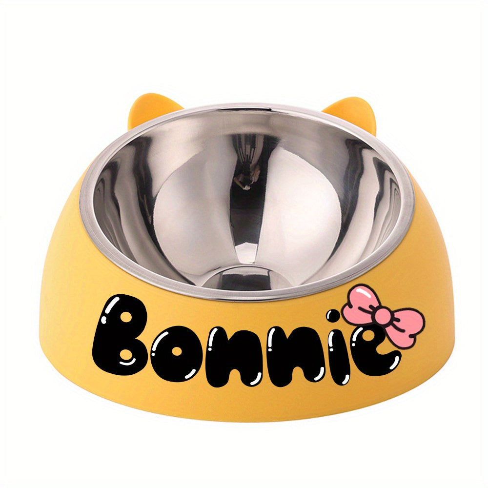 Personalized Cute Cat and Dog Bowl, custom High quality stainless steel pet bowl, Tilt pet bowl for neck protection, Nice gift for pets Petforpets