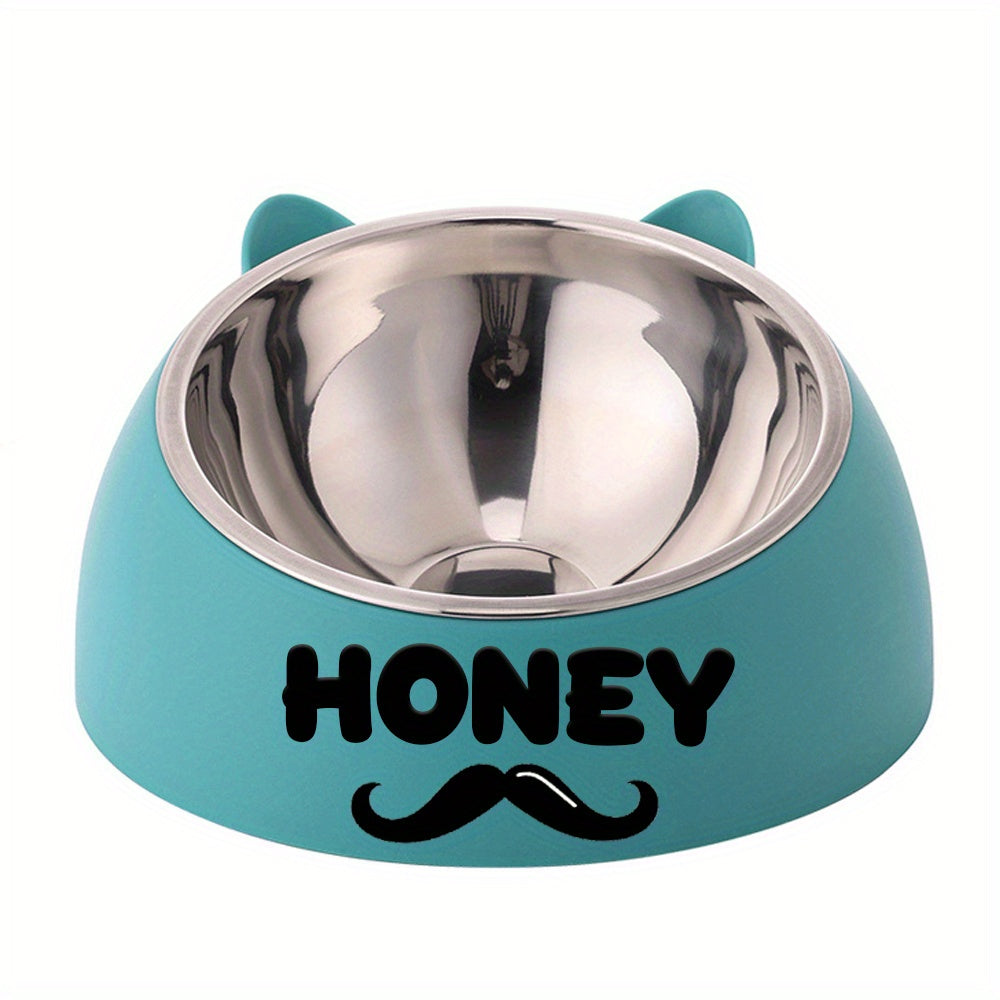 Personalized Cute Cat and Dog Bowl, custom High quality stainless steel pet bowl, Tilt pet bowl for neck protection, Nice gift for pets Petforpets