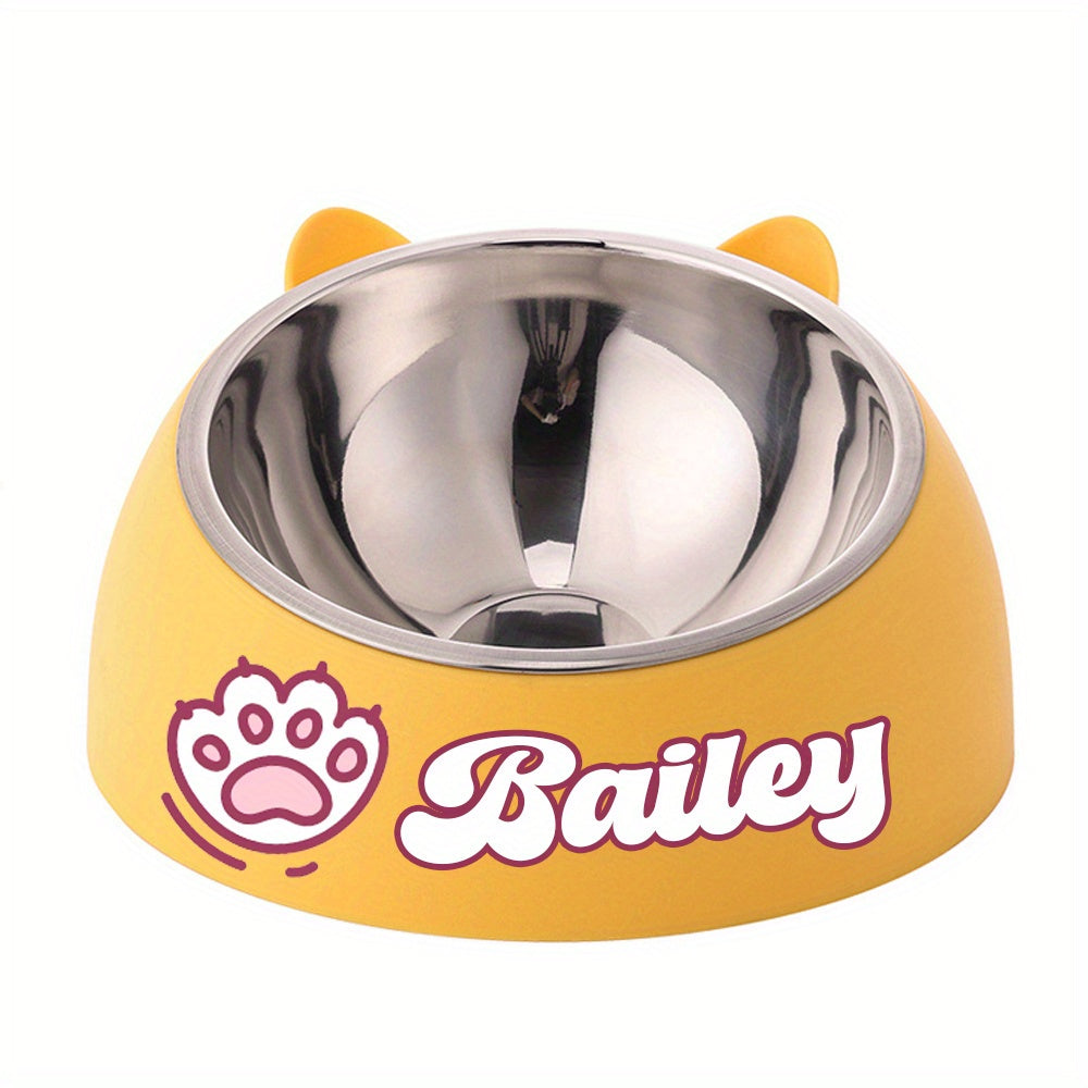 Personalized Cute Cat and Dog Bowl, custom High quality stainless steel pet bowl, Tilt pet bowl for neck protection, Nice gift for pets Petforpets