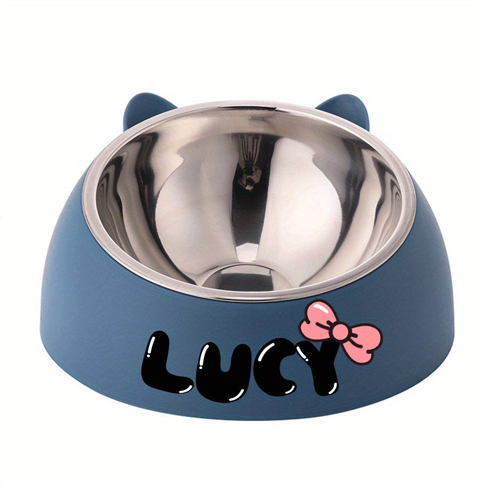 Personalized Cute Cat and Dog Bowl, custom High quality stainless steel pet bowl, Tilt pet bowl for neck protection, Nice gift for pets Petforpets