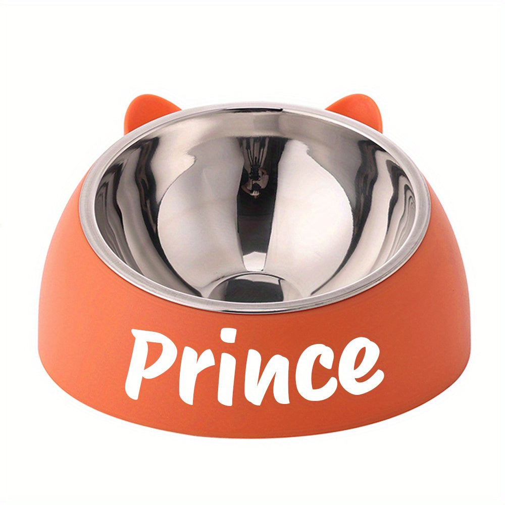 Personalized Cute Cat and Dog Bowl, custom High quality stainless steel pet bowl, Tilt pet bowl for neck protection, Nice gift for pets Petforpets