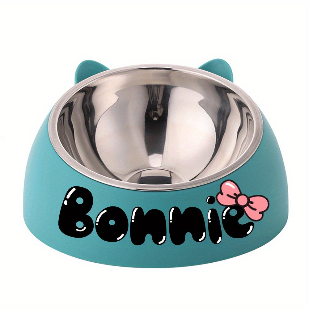 Personalized Cute Cat and Dog Bowl, custom High quality stainless steel pet bowl, Tilt pet bowl for neck protection, Nice gift for pets Petforpets