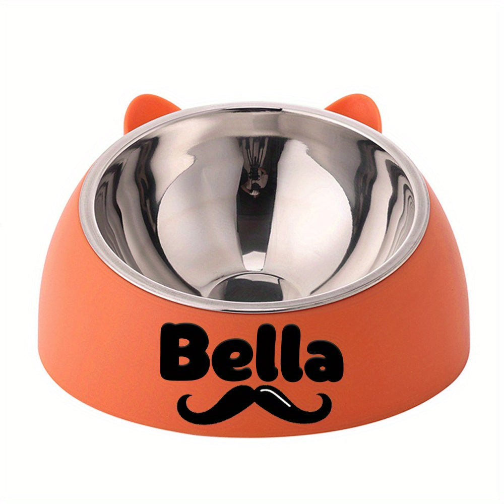 Personalized Cute Cat and Dog Bowl, custom High quality stainless steel pet bowl, Tilt pet bowl for neck protection, Nice gift for pets Petforpets
