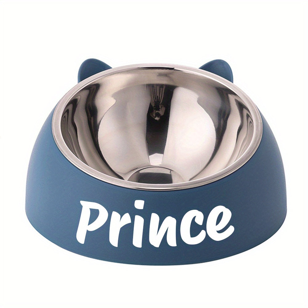 Personalized Cute Cat and Dog Bowl, custom High quality stainless steel pet bowl, Tilt pet bowl for neck protection, Nice gift for pets Petforpets