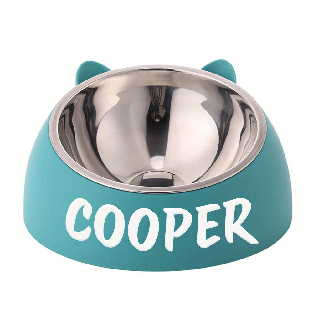 Personalized Cute Cat and Dog Bowl, custom High quality stainless steel pet bowl, Tilt pet bowl for neck protection, Nice gift for pets Petforpets
