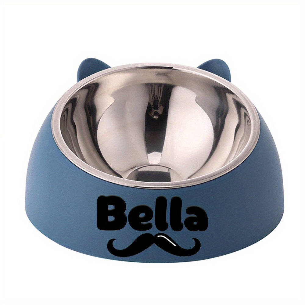 Personalized Cute Cat and Dog Bowl, custom High quality stainless steel pet bowl, Tilt pet bowl for neck protection, Nice gift for pets Petforpets