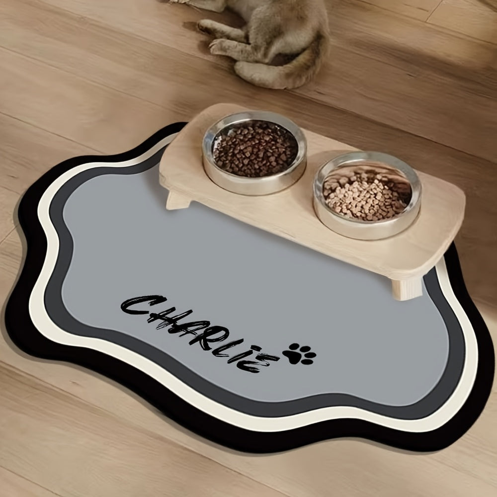 Personalized Pet Feeding Mat - Quick-Dry Water Absorbent Non-Slip Cat Bowl Mat with Custom Name, Nordic Style Pet Mat for Cats & Dogs, Durable Natural Rubber Floor Mat for Indoor Use, Cat Feeding Mat, Pet Comfort Accessory, M Petforpets