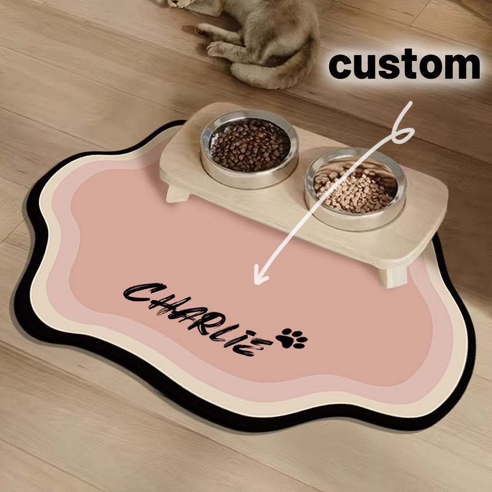 Personalized Pet Feeding Mat - Quick-Dry Water Absorbent Non-Slip Cat Bowl Mat with Custom Name, Nordic Style Pet Mat for Cats & Dogs, Durable Natural Rubber Floor Mat for Indoor Use, Cat Feeding Mat, Pet Comfort Accessory, M Petforpets