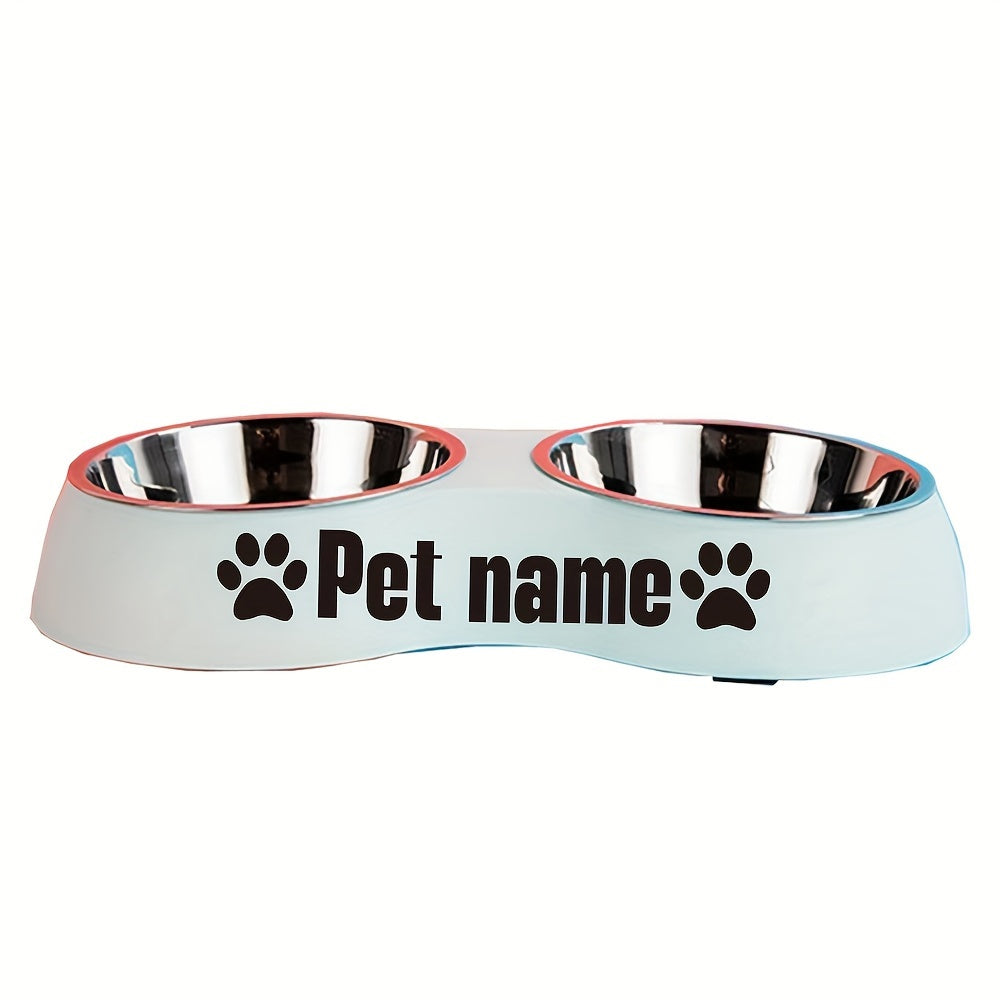 Custom Engraved Double Pet Bowls for Dogs - Non-Slip, Anti-Tip Plastic & Stainless Steel Food and Water Bowl Set with Personalized Name Petforpets
