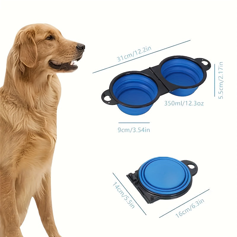 Ciotole Doppie Pieghevoli per Animali Domestici - Ciotola da Viaggio Portatile per Cani Petforpets