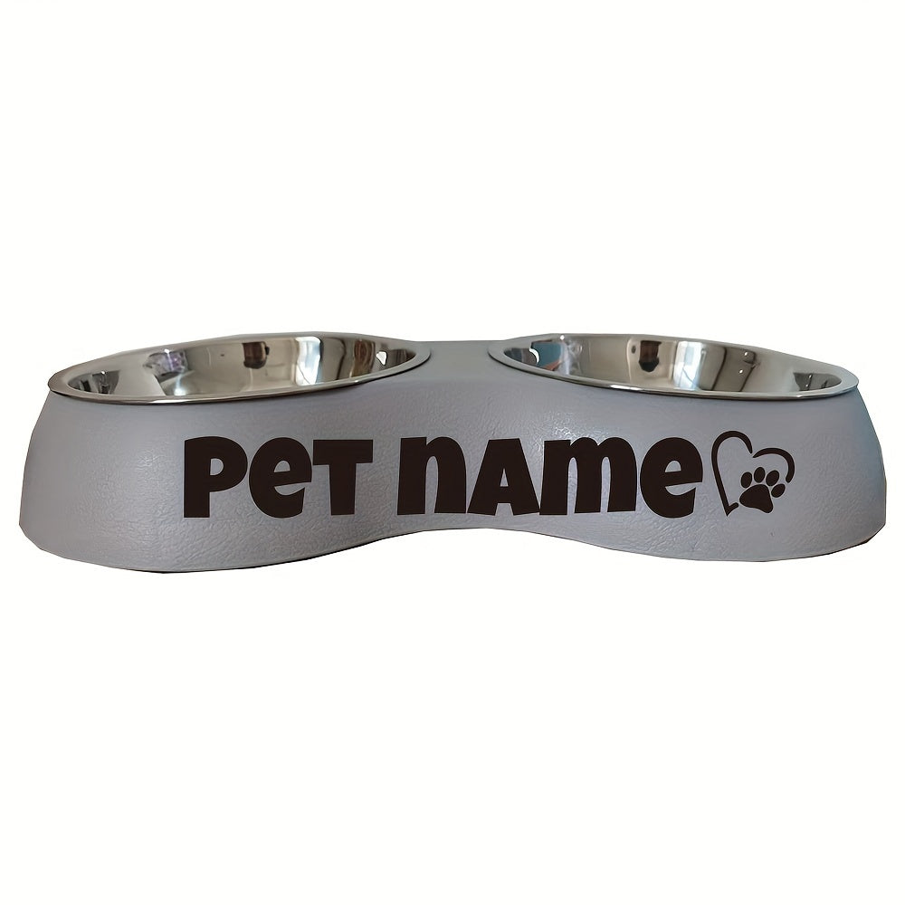 Custom Engraved Double Pet Bowls for Dogs - Non-Slip, Anti-Tip Plastic & Stainless Steel Food and Water Bowl Set with Personalized Name Petforpets
