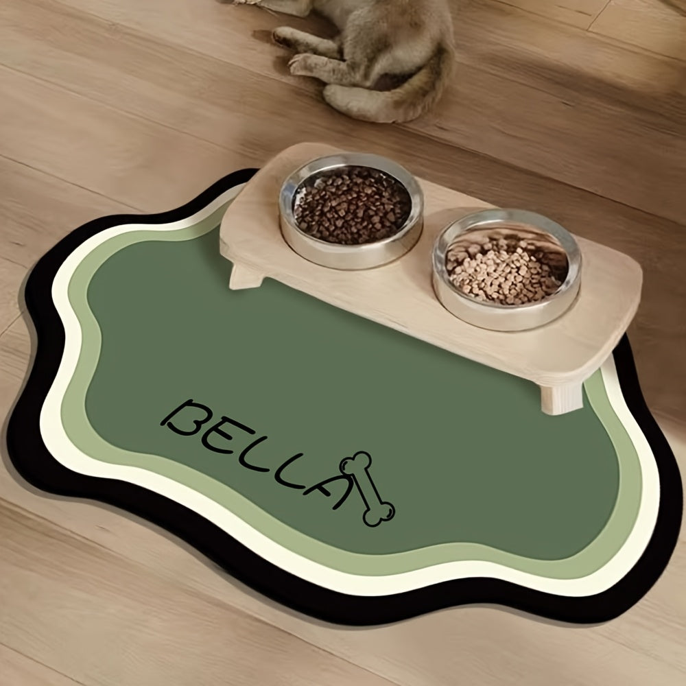 Personalized Pet Feeding Mat - Quick-Dry Water Absorbent Non-Slip Cat Bowl Mat with Custom Name, Nordic Style Pet Mat for Cats & Dogs, Durable Natural Rubber Floor Mat for Indoor Use, Cat Feeding Mat, Pet Comfort Accessory, M Petforpets