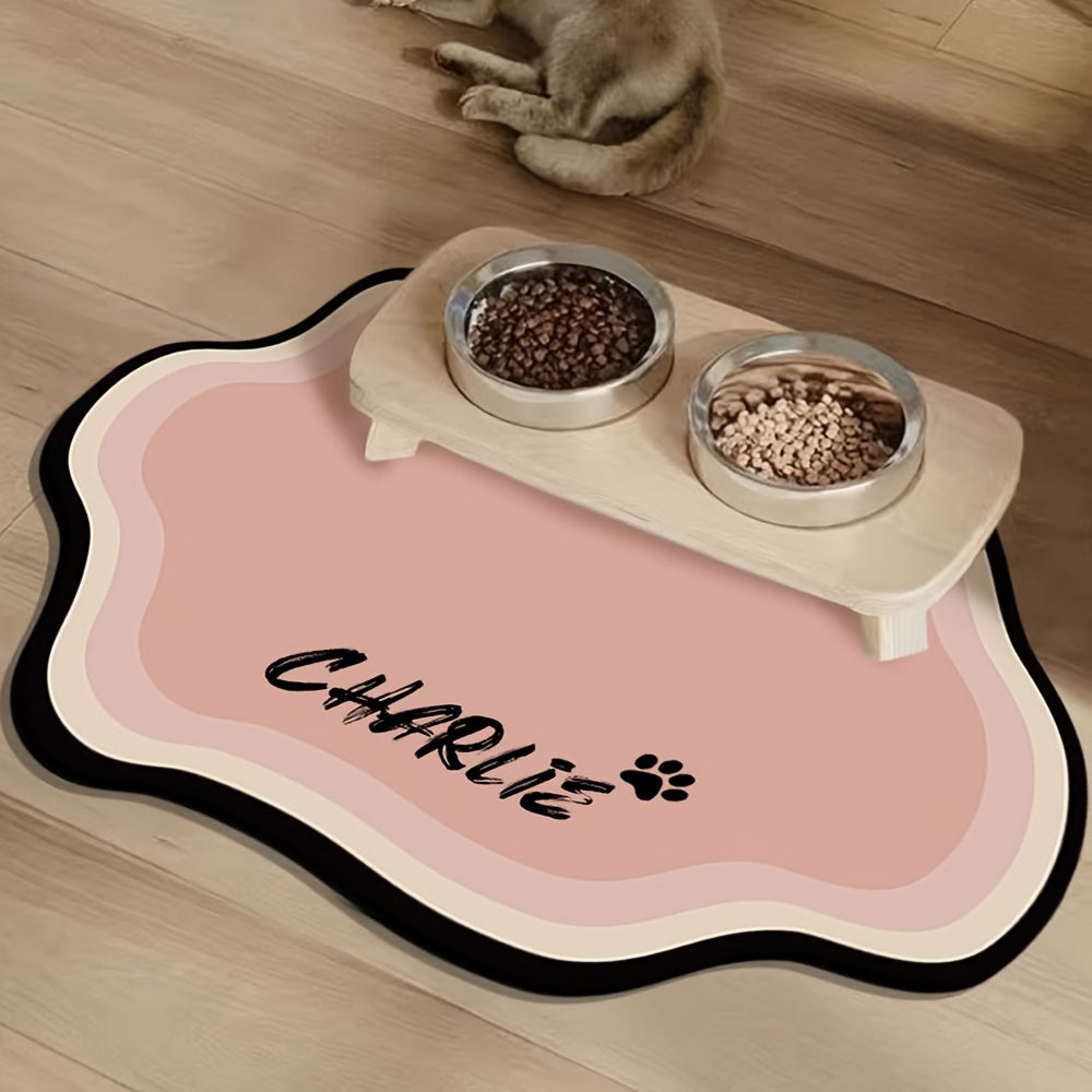 Personalized Pet Feeding Mat - Quick-Dry Water Absorbent Non-Slip Cat Bowl Mat with Custom Name, Nordic Style Pet Mat for Cats & Dogs, Durable Natural Rubber Floor Mat for Indoor Use, Cat Feeding Mat, Pet Comfort Accessory, M Petforpets