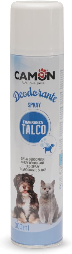 CAMON | Deodorante Spray al Talco per Cani e Gatti, 300ml, Elimina Cattivi Odori, Facile Applicazione