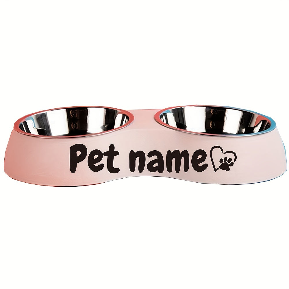 Custom Engraved Double Pet Bowls for Dogs - Non-Slip, Anti-Tip Plastic & Stainless Steel Food and Water Bowl Set with Personalized Name Petforpets