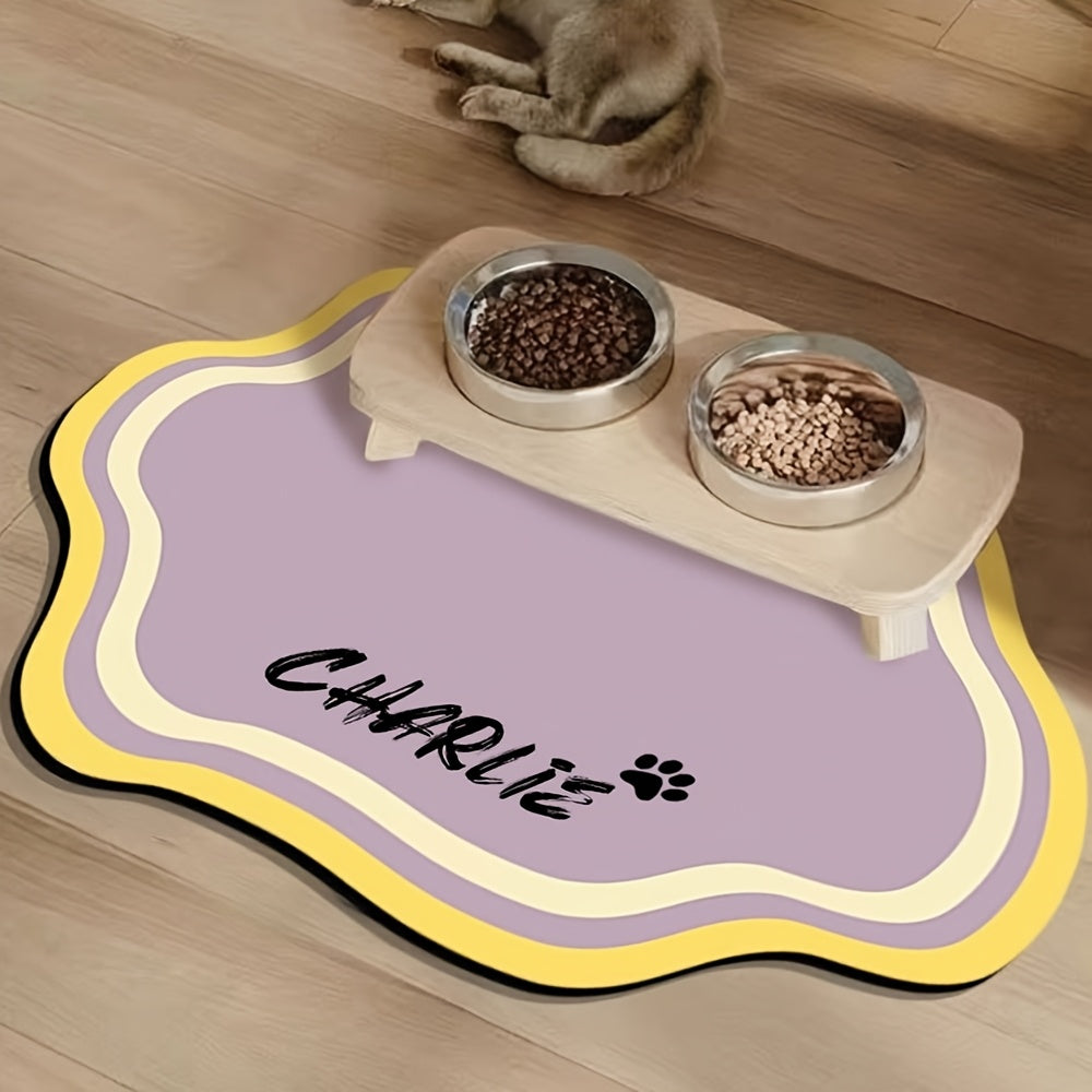 Personalized Pet Feeding Mat - Quick-Dry Water Absorbent Non-Slip Cat Bowl Mat with Custom Name, Nordic Style Pet Mat for Cats & Dogs, Durable Natural Rubber Floor Mat for Indoor Use, Cat Feeding Mat, Pet Comfort Accessory, M Petforpets