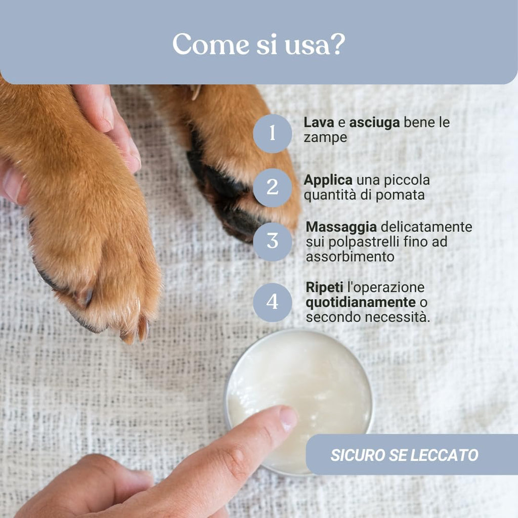 Crema Polpastrelli Cane Nutriente e Protettiva, Crema Zampe Cani Naturale Senza Parabeni e Siliconi, Balsamo Zampe Cane Naturale Protettiva Antinfiammatoria con Karitè e Calendula