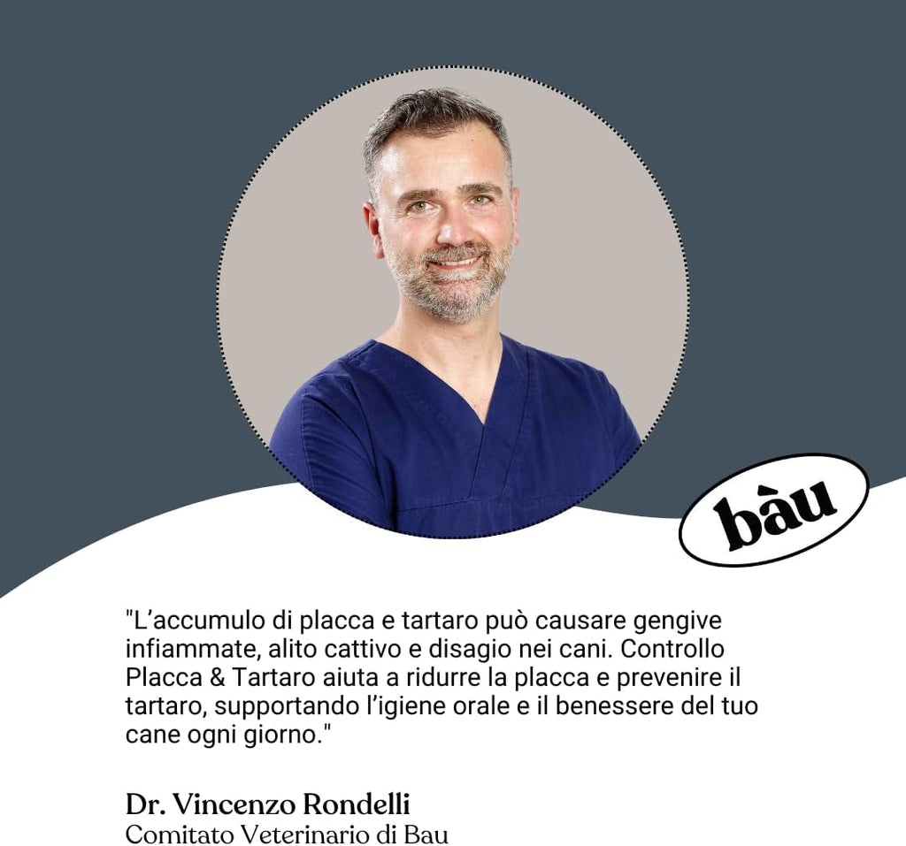 bàu Cosmesi Cane Placca e Tartaro, Polvere Denti Cane Appetibile, Integratore Naturale Migliora l'Alito Cane, Polvere Denti Cane e Gatto con Alga Ascophyllum, Rimedio per Puliza Denti Cane - 150g