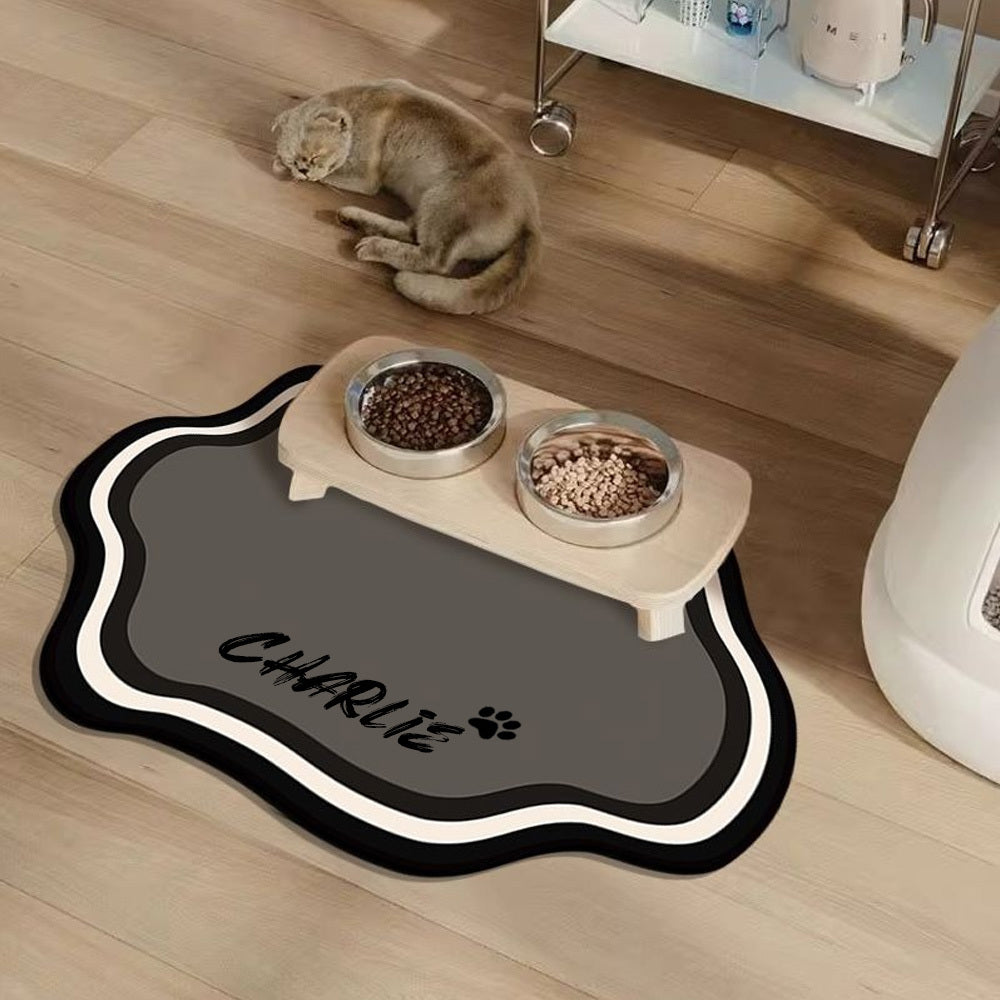 Personalized Pet Feeding Mat - Quick-Dry Water Absorbent Non-Slip Cat Bowl Mat with Custom Name, Nordic Style Pet Mat for Cats & Dogs, Durable Natural Rubber Floor Mat for Indoor Use, Cat Feeding Mat, Pet Comfort Accessory, M Petforpets