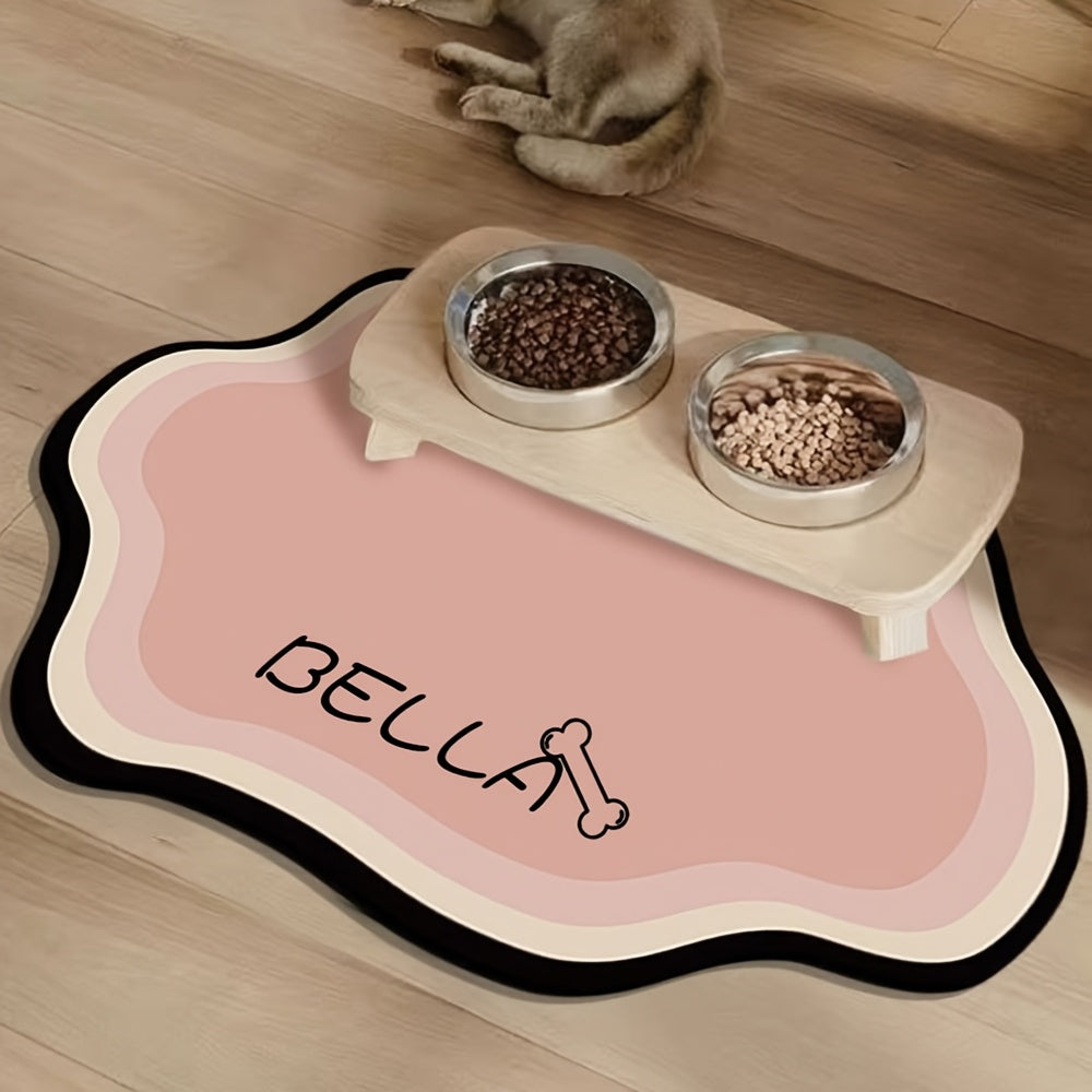 Personalized Pet Feeding Mat - Quick-Dry Water Absorbent Non-Slip Cat Bowl Mat with Custom Name, Nordic Style Pet Mat for Cats & Dogs, Durable Natural Rubber Floor Mat for Indoor Use, Cat Feeding Mat, Pet Comfort Accessory, M Petforpets