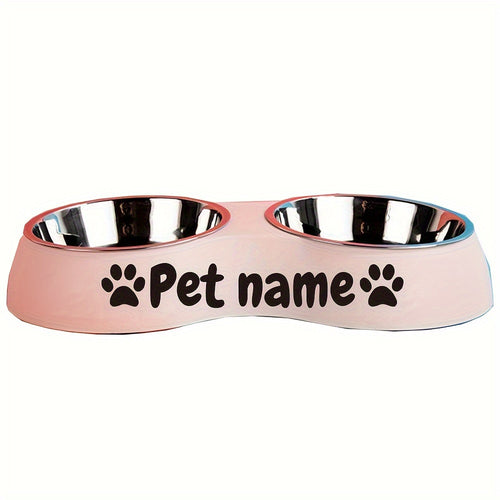 Custom Engraved Double Pet Bowls for Dogs - Non-Slip, Anti-Tip Plastic & Stainless Steel Food and Water Bowl Set with Personalized Name Petforpets