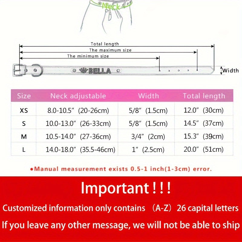 Personalized Dog Collar Faux Leather Puppy Cat ID Collars with Rhinestone Heart Star Shaped Dog Accessory for Small Medium and Large Dogs Petforpets
