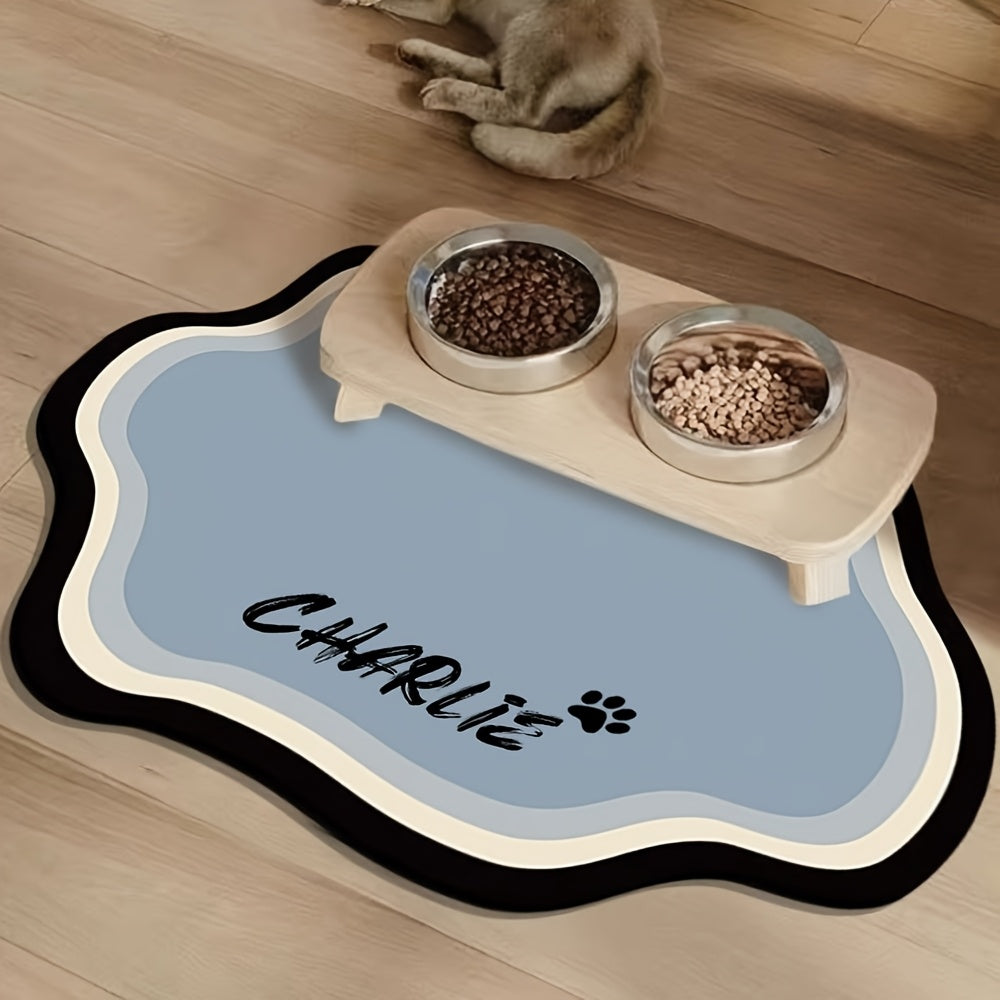 Personalized Pet Feeding Mat - Quick-Dry Water Absorbent Non-Slip Cat Bowl Mat with Custom Name, Nordic Style Pet Mat for Cats & Dogs, Durable Natural Rubber Floor Mat for Indoor Use, Cat Feeding Mat, Pet Comfort Accessory, M Petforpets