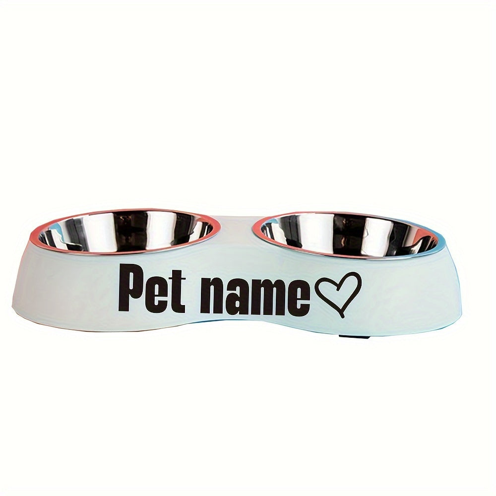 Custom Engraved Double Pet Bowls for Dogs - Non-Slip, Anti-Tip Plastic & Stainless Steel Food and Water Bowl Set with Personalized Name Petforpets