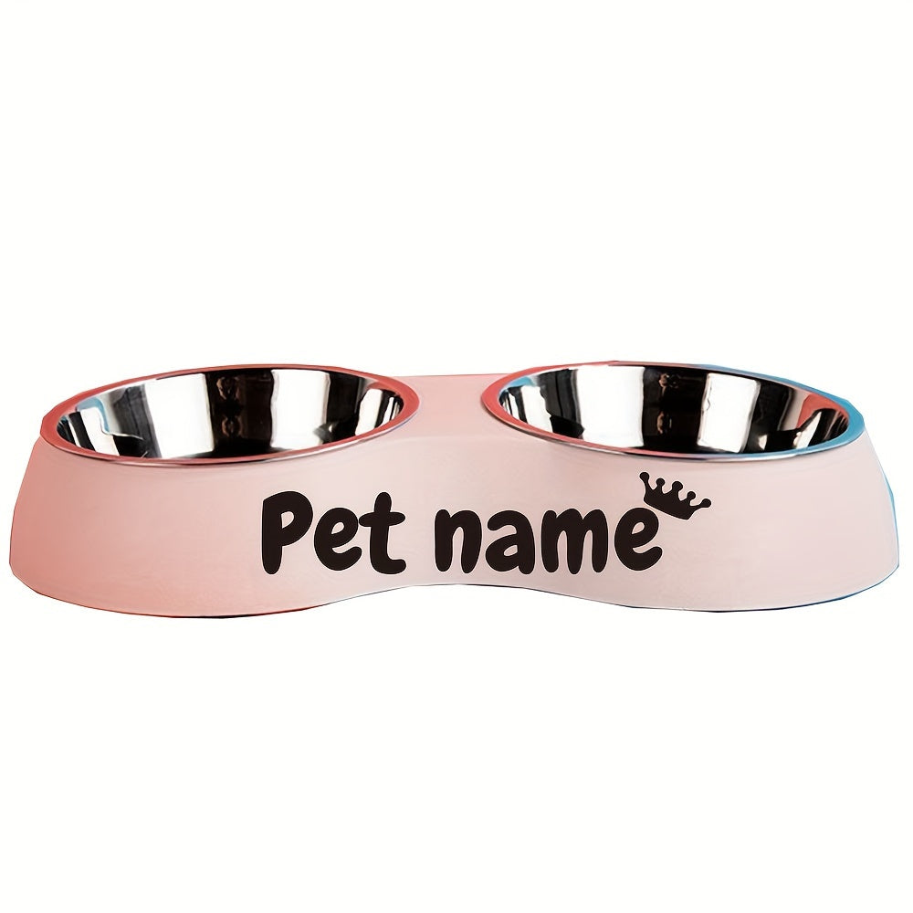 Custom Engraved Double Pet Bowls for Dogs - Non-Slip, Anti-Tip Plastic & Stainless Steel Food and Water Bowl Set with Personalized Name Petforpets