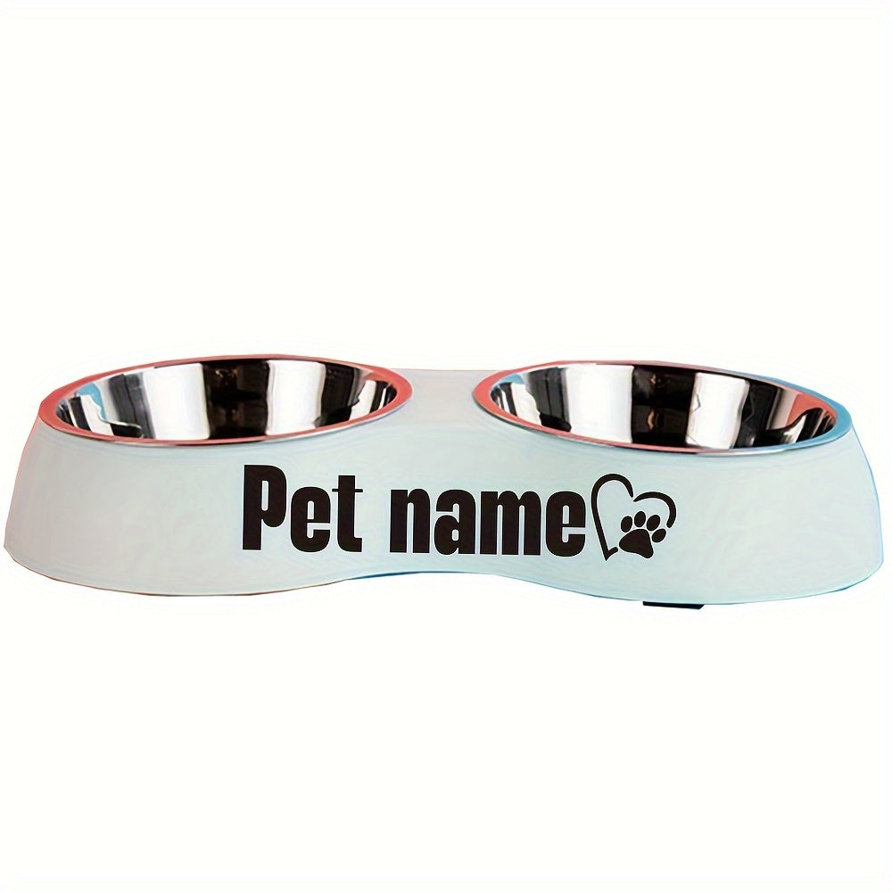Custom Engraved Double Pet Bowls for Dogs - Non-Slip, Anti-Tip Plastic & Stainless Steel Food and Water Bowl Set with Personalized Name Petforpets