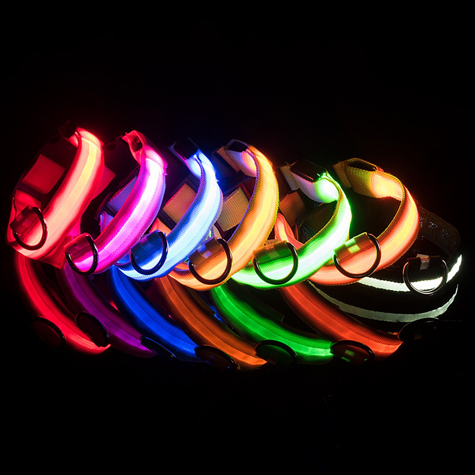 Collare Luminoso Regolabile per Cani - Sicurezza Notturna con Strisce Fluorescenti