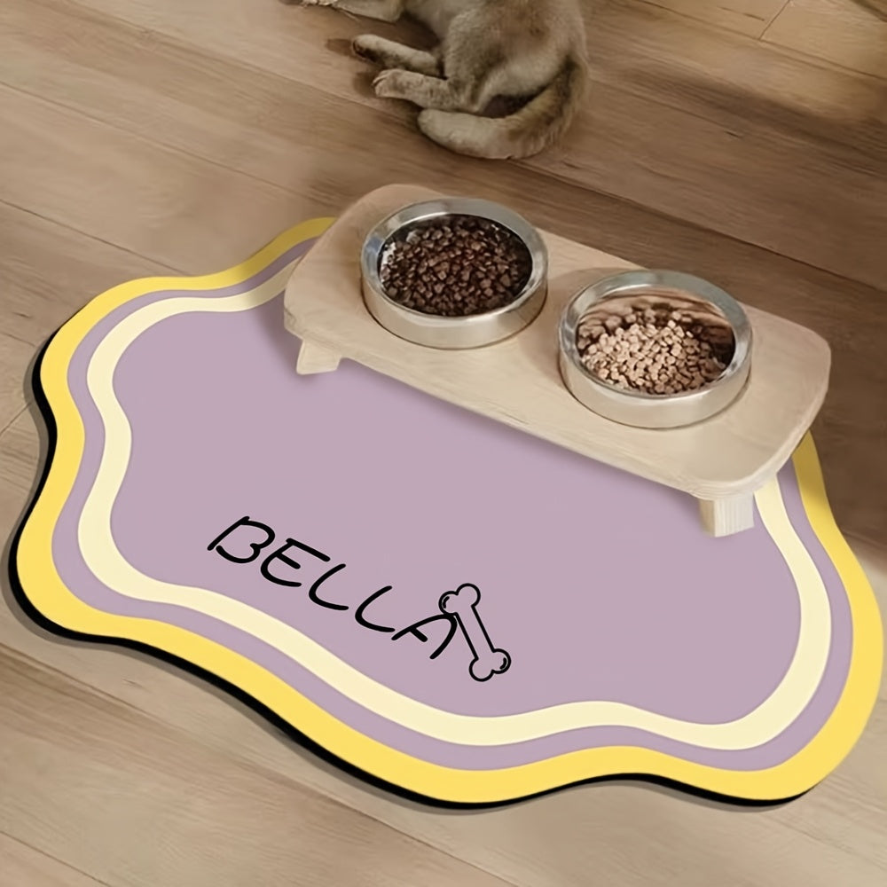 Personalized Pet Feeding Mat - Quick-Dry Water Absorbent Non-Slip Cat Bowl Mat with Custom Name, Nordic Style Pet Mat for Cats & Dogs, Durable Natural Rubber Floor Mat for Indoor Use, Cat Feeding Mat, Pet Comfort Accessory, M Petforpets
