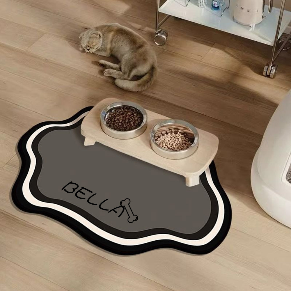 Personalized Pet Feeding Mat - Quick-Dry Water Absorbent Non-Slip Cat Bowl Mat with Custom Name, Nordic Style Pet Mat for Cats & Dogs, Durable Natural Rubber Floor Mat for Indoor Use, Cat Feeding Mat, Pet Comfort Accessory, M Petforpets