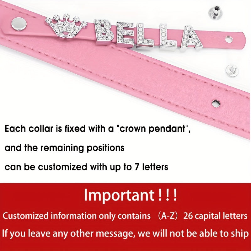 Personalized Dog Collar Faux Leather Puppy Cat ID Collars with Rhinestone Heart Star Shaped Dog Accessory for Small Medium and Large Dogs Petforpets