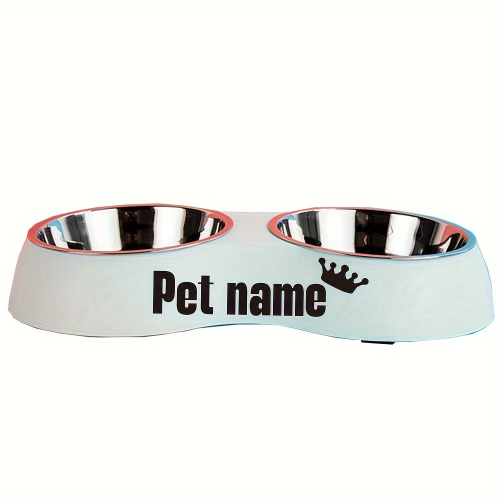 Custom Engraved Double Pet Bowls for Dogs - Non-Slip, Anti-Tip Plastic & Stainless Steel Food and Water Bowl Set with Personalized Name Petforpets