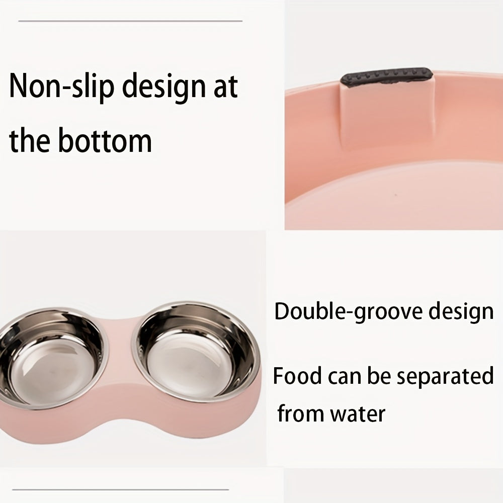 Custom Engraved Double Pet Bowls for Dogs - Non-Slip, Anti-Tip Plastic & Stainless Steel Food and Water Bowl Set with Personalized Name Petforpets