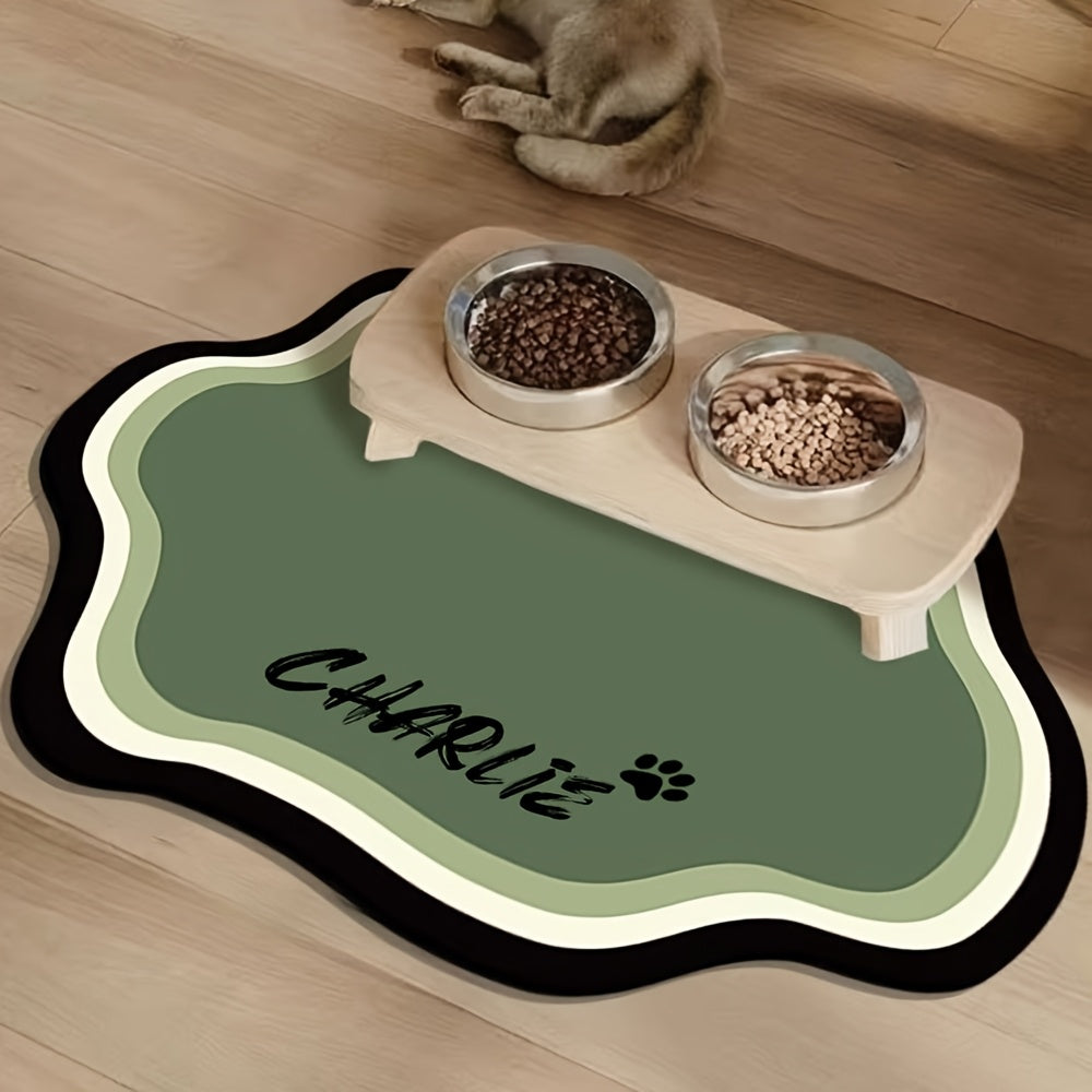 Personalized Pet Feeding Mat - Quick-Dry Water Absorbent Non-Slip Cat Bowl Mat with Custom Name, Nordic Style Pet Mat for Cats & Dogs, Durable Natural Rubber Floor Mat for Indoor Use, Cat Feeding Mat, Pet Comfort Accessory, M Petforpets