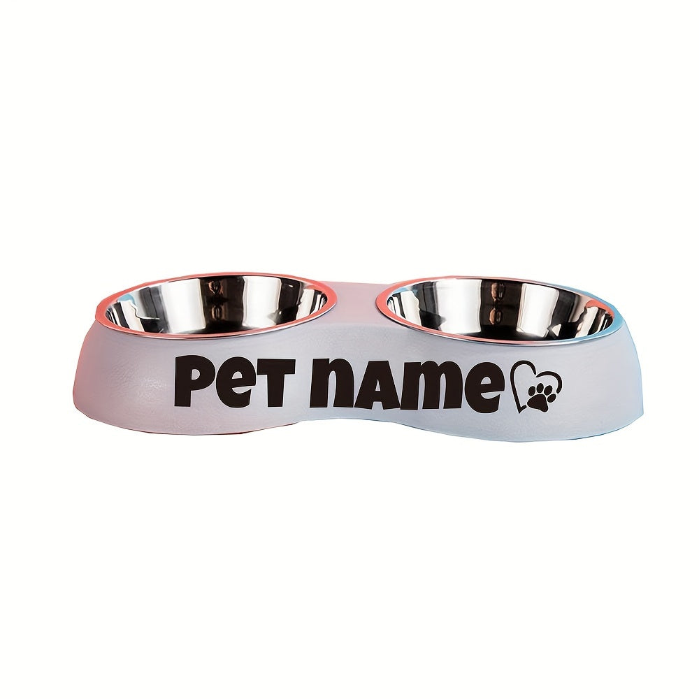 Custom Engraved Double Pet Bowls for Dogs - Non-Slip, Anti-Tip Plastic & Stainless Steel Food and Water Bowl Set with Personalized Name Petforpets