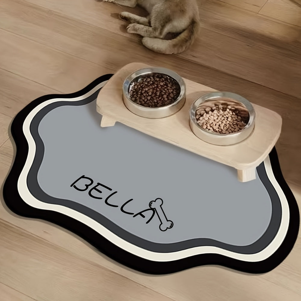 Personalized Pet Feeding Mat - Quick-Dry Water Absorbent Non-Slip Cat Bowl Mat with Custom Name, Nordic Style Pet Mat for Cats & Dogs, Durable Natural Rubber Floor Mat for Indoor Use, Cat Feeding Mat, Pet Comfort Accessory, M Petforpets