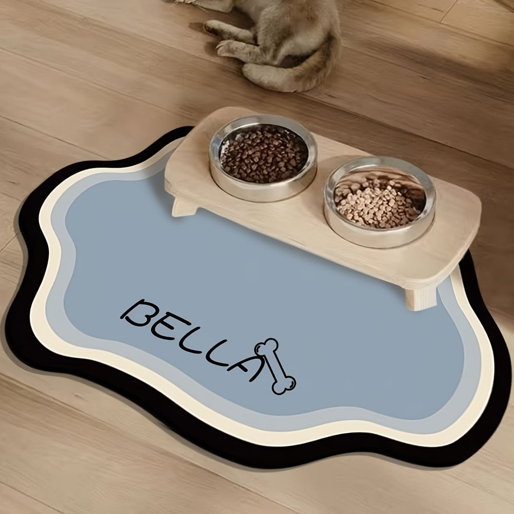 Personalized Pet Feeding Mat - Quick-Dry Water Absorbent Non-Slip Cat Bowl Mat with Custom Name, Nordic Style Pet Mat for Cats & Dogs, Durable Natural Rubber Floor Mat for Indoor Use, Cat Feeding Mat, Pet Comfort Accessory, M Petforpets