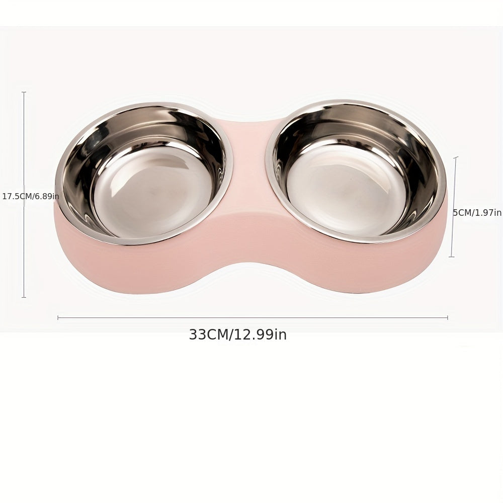 Custom Engraved Double Pet Bowls for Dogs - Non-Slip, Anti-Tip Plastic & Stainless Steel Food and Water Bowl Set with Personalized Name Petforpets